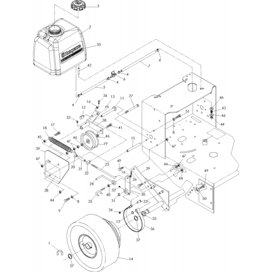 Drive Wheel and Axle Assembly for Husqvarna WG4815P Commercial Lawn Mower