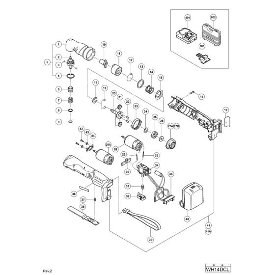 Main Assembly for Hikoki WH14DCL Cordless Impact Driver