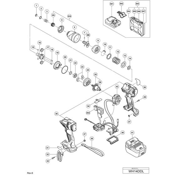 Main Assembly for Hikoki WH14DDL Cordless Impact Driver