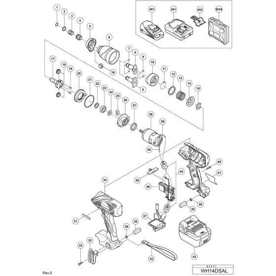 Main Assembly for Hikoki WH14DSAL Cordless Impact Driver