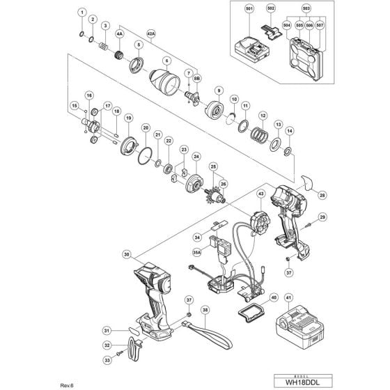 Main Assembly for Hikoki WH18DDL Cordless Impact Driver