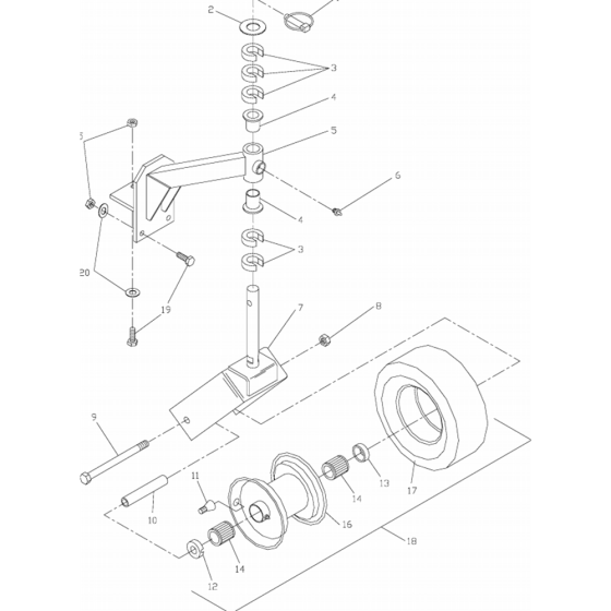 Front Caster Assembly for Husqvarna WH3614 Commercial Lawn Mower