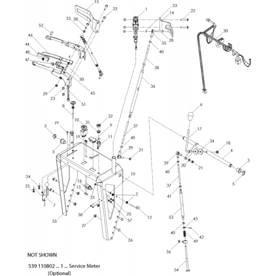 Handle and Controls Assembly for Husqvarna WH3615 Commercial Lawn Mower