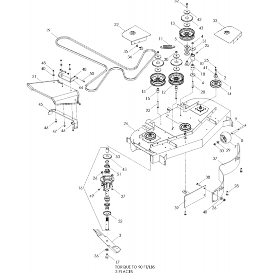 Cutting Deck 52" Assembly for Husqvarna WH5219EFQ Commercial Lawn Mower