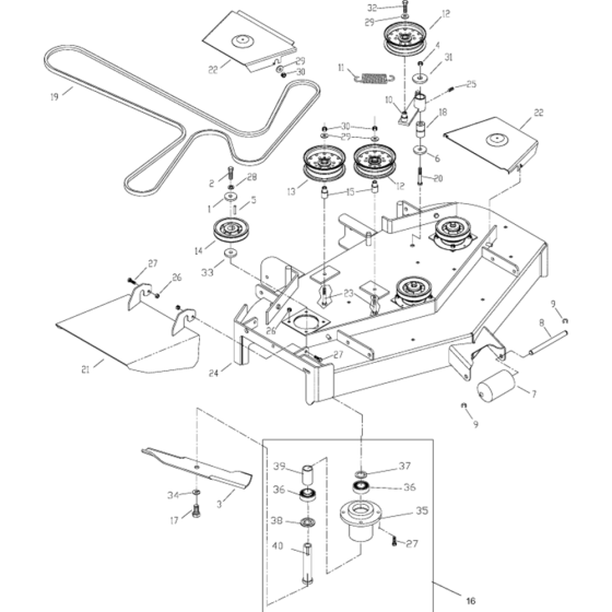 Cutting Deck 42" Assembly for Husqvarna WHF5218ETS Commercial Lawn Mower