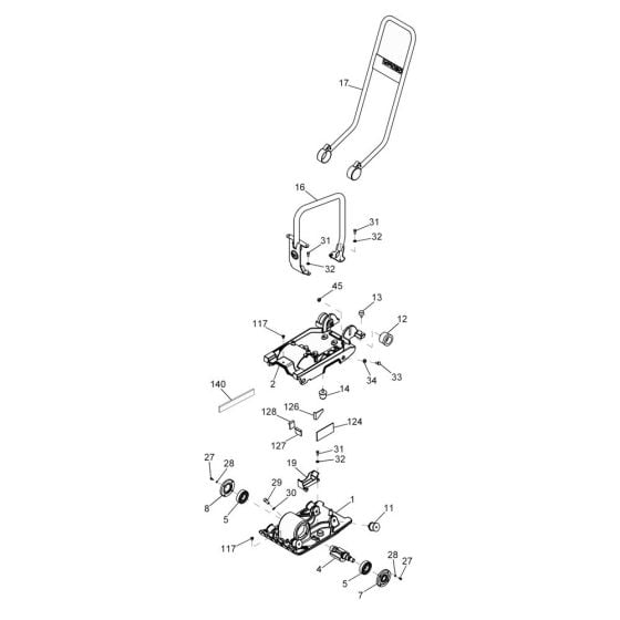 Baseplate, Guide Handle Assembly for Wacker WP1030A Plate Compactor