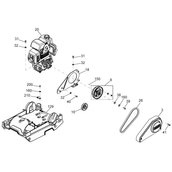 Beltguard, Clutch Assembly for Wacker WP1030A Plate Compactor