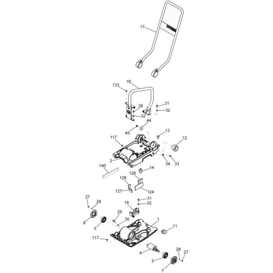 Baseplate, Guide Handle Assembly for Wacker WP1235A Plate Compactor