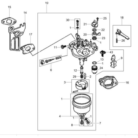 Carburettor Ass'y for Wacker WP1550A-5100018323 (Honda) Rev.101 Plate Compactor