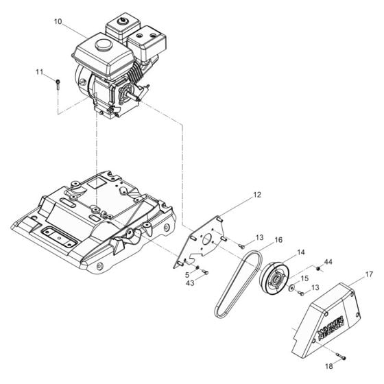 Beltguard, Clutch Assembly for Wacker WP1550Aw Plate Compactor