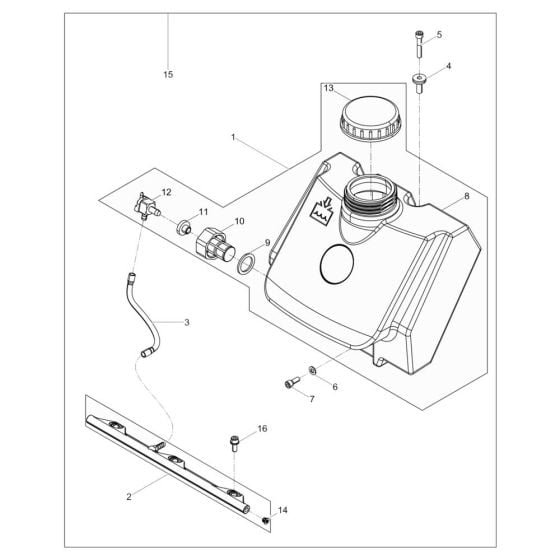 Water Tank Assembly for Wacker WP1550Aw Plate Compactor