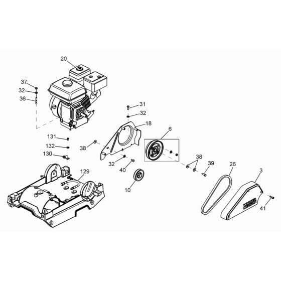 Beltguard, Clutch Assembly for Wacker WP2050A Plate Compactor