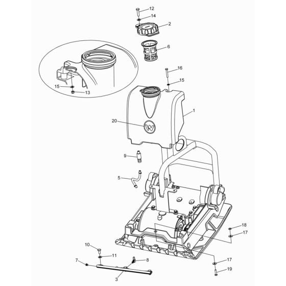 Water Tank Assembly for Wacker WP2050Aw Plate Compactor