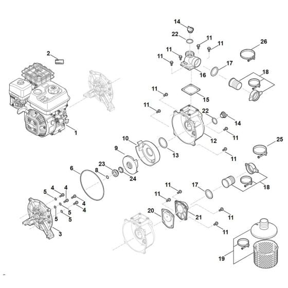 Motor, Pump for Stihl WP 300 Water Pump