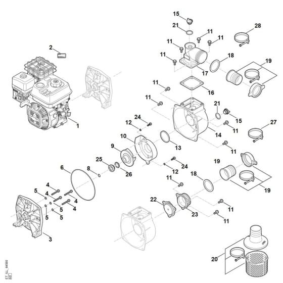 Motor, pump for Stihl WP 600 Water Pump