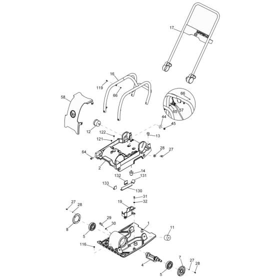 Baseplate, Guide Handle Assembly for Wacker WPP1540A Plate Compactor