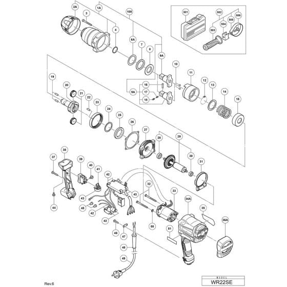 Main Assembly for Hikoki WR22SE Impact Wrench