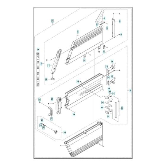 Blade Guard (900mm) Assembly for Husqvarna WS 220 Wall Saw