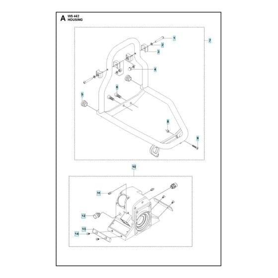 Housing Assembly for Husqvarna WS 442 HF Wall Saw