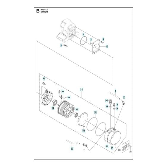 Motor Assembly for Husqvarna WS 442 HF Wall Saw