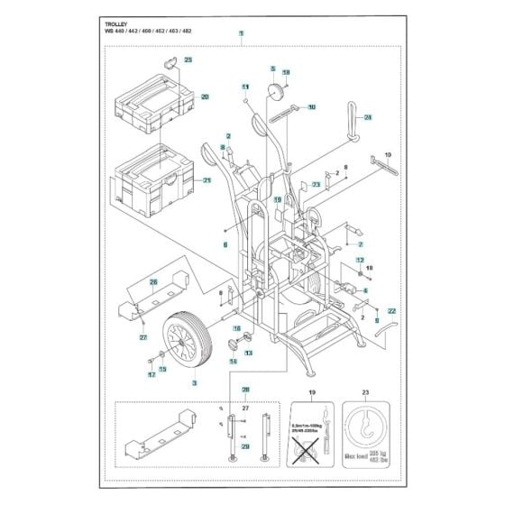 Trolley Assembly for Husqvarna WS 442 HF Wall Saw