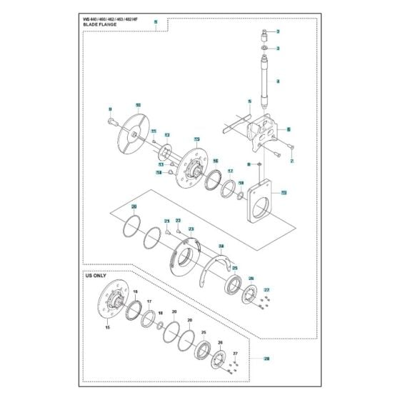 Blade Flange Assembly for Husqvarna WS 442 HF Wall Saw