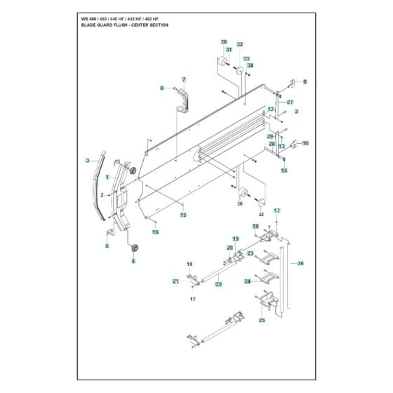 Blade Guard Flush Centre Assembly for Husqvarna WS 442 HF Wall Saw