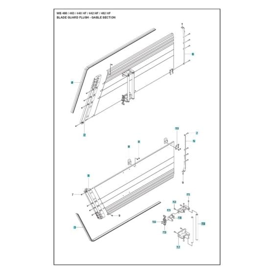 Blade Guard Flush Gable Assembly for Husqvarna WS 442 HF Wall Saw