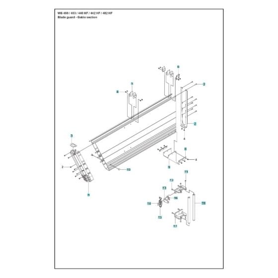 Blade Guard Gable Assembly for Husqvarna WS 442 HF Wall Saw