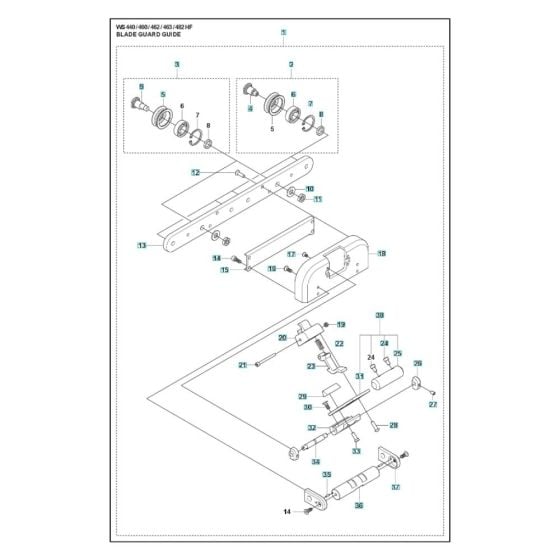 Blade Guard Guide Assembly for Husqvarna WS 442 HF Wall Saw
