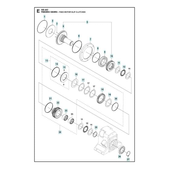 Gear Assembly for Husqvarna WS 442 HF Wall Saw