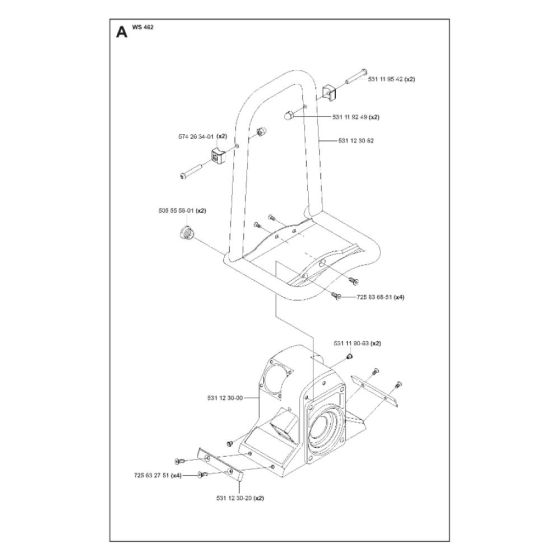 Housing Assembly for Husqvarna WS 462 Wall Saw