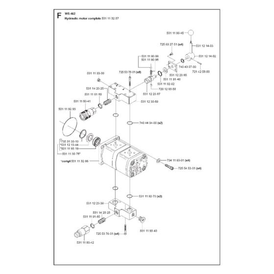 Motor Assembly -1 for Husqvarna WS 462 Wall Saw