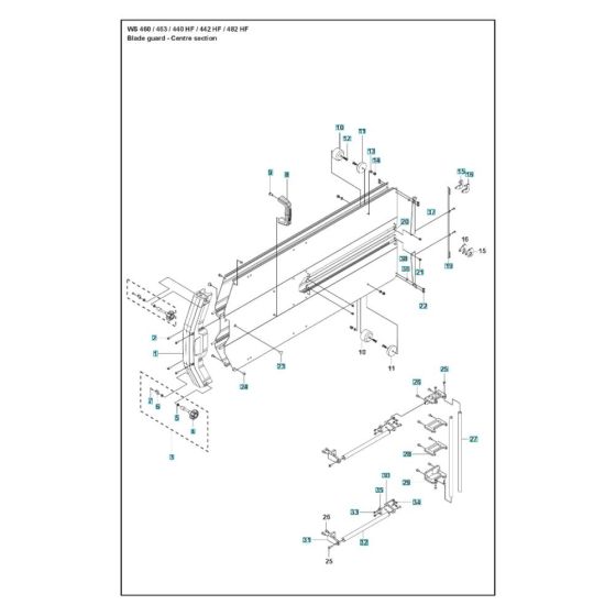 Blade Guard Centre Assembly for Husqvarna WS 462 Wall Saw