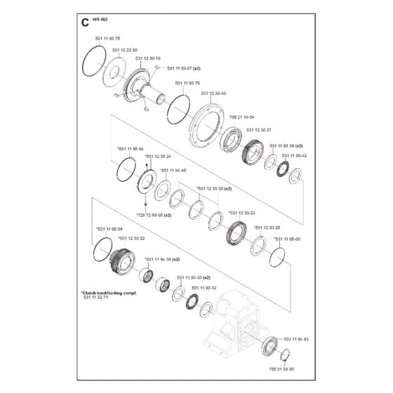 Gear Assembly for Husqvarna WS 462 Wall Saw