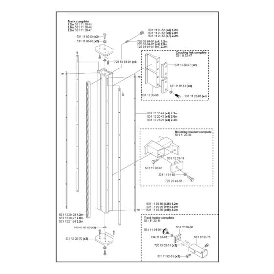 Track Assembly for Husqvarna WS 463 Wall Saw