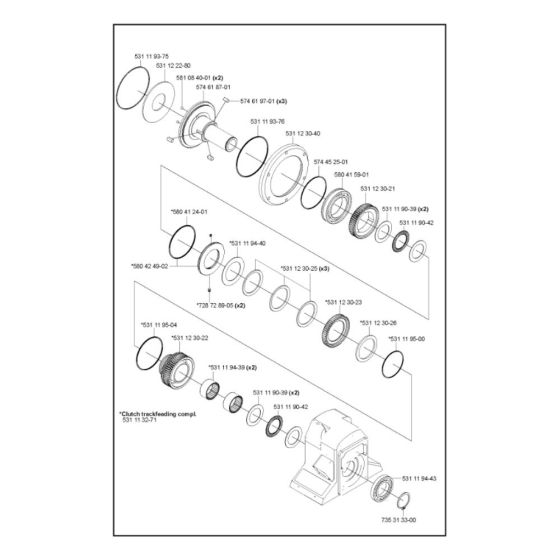 Gear Assembly for Husqvarna WS 463 Wall Saw