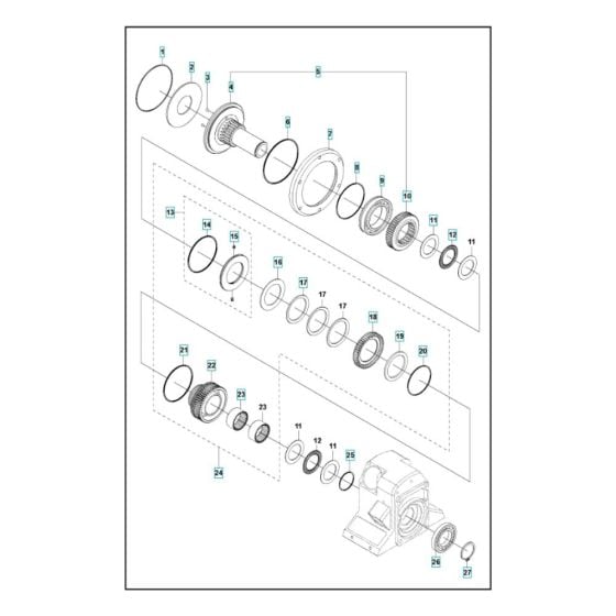 Gear Assembly for Husqvarna WS 482 HF Wall Saw