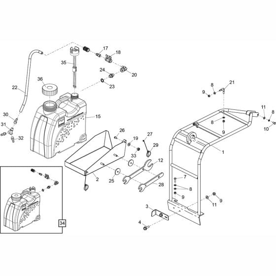 Water Bottle Assembly for Altrad Belle Duo350X Floor Saw