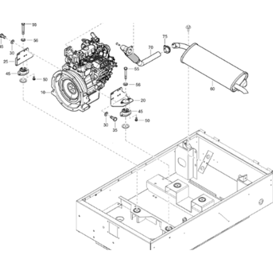 Engine and Accessories Assembly for Atlas Copco XAS 38 Kd Compressors (from s/n APP444197 onwards)