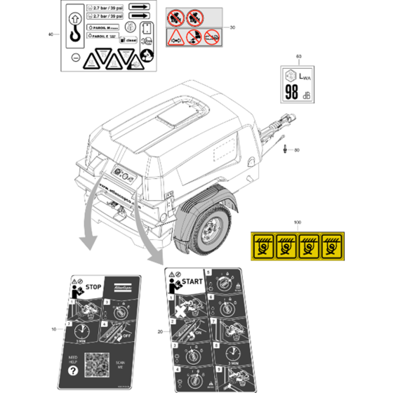 Markings-1 Assembly for Atlas Copco XAS 58 Kd Compressors (from s/n APP439571 onwards)