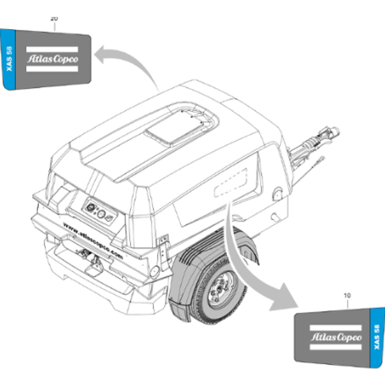 Markings-2 Assembly for Atlas Copco XAS 58 Kd Compressors (from s/n APP439571 onwards)