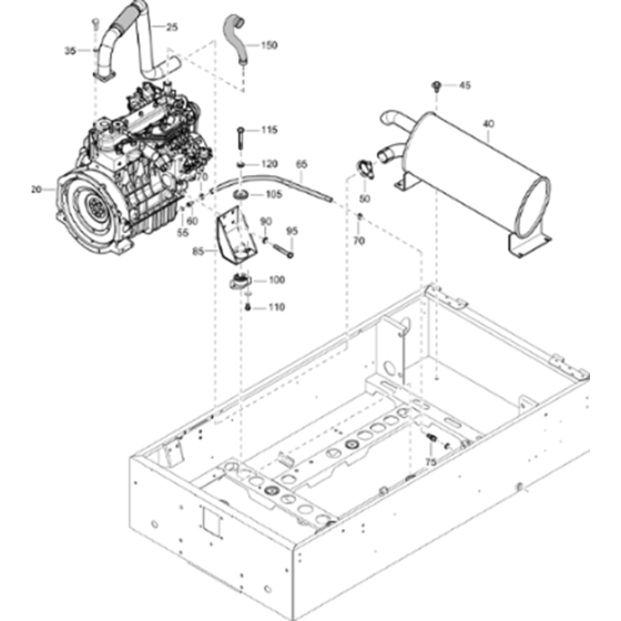 Engine and Accessories Assembly for Atlas Copco XAS 58 Kd Compressors (from s/n APP439571 onwards)