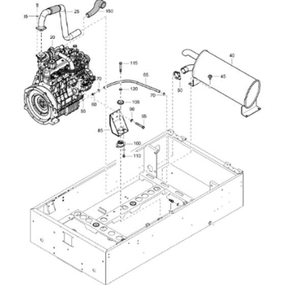 Engine and Accessories-1 Assembly for Atlas Copco XAS 88 Kd Compressors (from s/n APP441794 onwards)