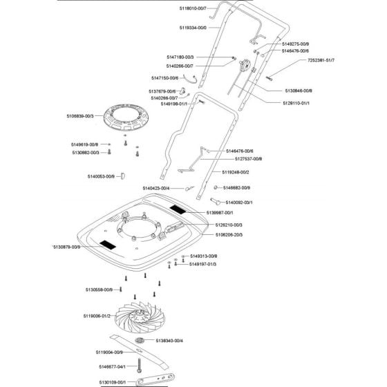 Complete Product Assembly for Flymo XL500 Mowers