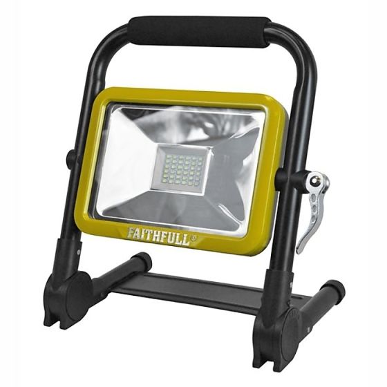 Rechargeable LED Folding Worklight 20 Watt c/w USB Outlet - Faithfull