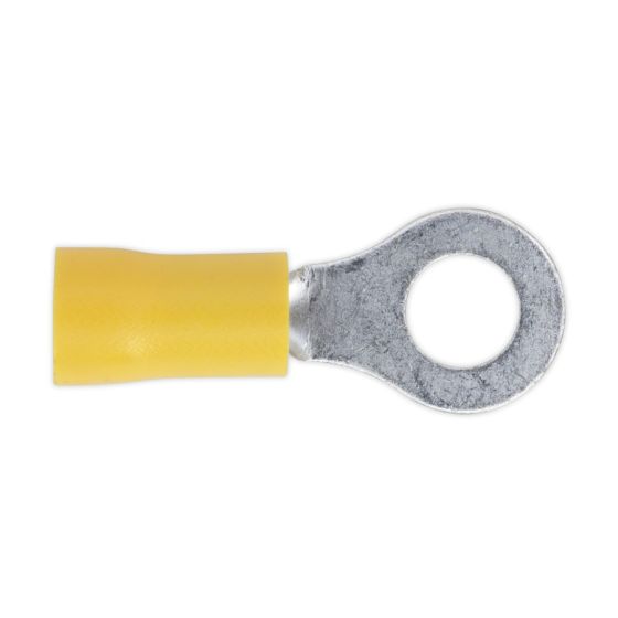 Easy-Entry Ring Terminal Dia.6.4mm (1/4") Yellow Pack of 100 Sealey Part No. YT19