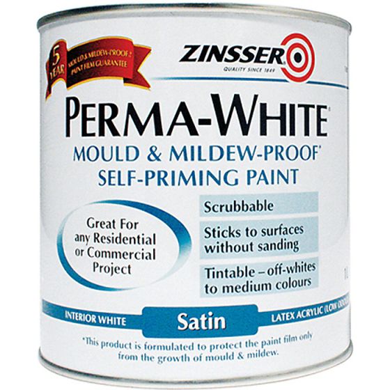 Perma-White Interior Paint Satin 1 Litre by Zinsser - ZN7050001D1