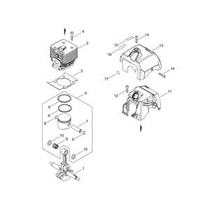 Cylinder, Piston, Crankshaft for ECHO RM-520ES Brushcutter