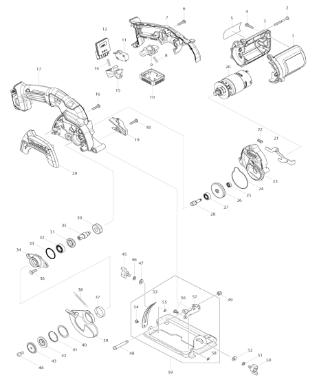 Complete Assembly for Makita HS301D Cordless Circular Saw